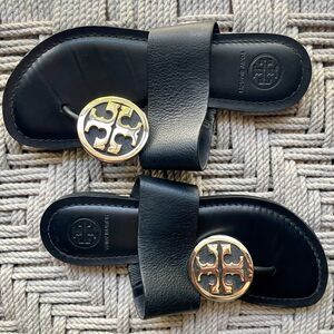 EUC Tory Burch Benton Band Leather Sandals in Black Sz 5.5 Style 82581 Orig $248